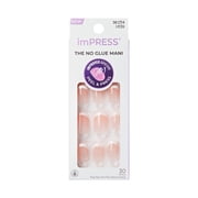 Kiss Impress Short Square Oval Press on Nails, Pink French Tip, 30 Pieces