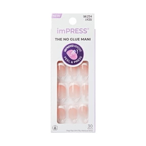 Kiss Impress French Tip Press On Nails, ‘Chic French ‘, White, Short Squoval, 30 Count