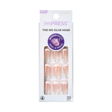 Kiss imPRESS Short Squoval Press-on Nails, Pink French Tip, 30 Pieces
