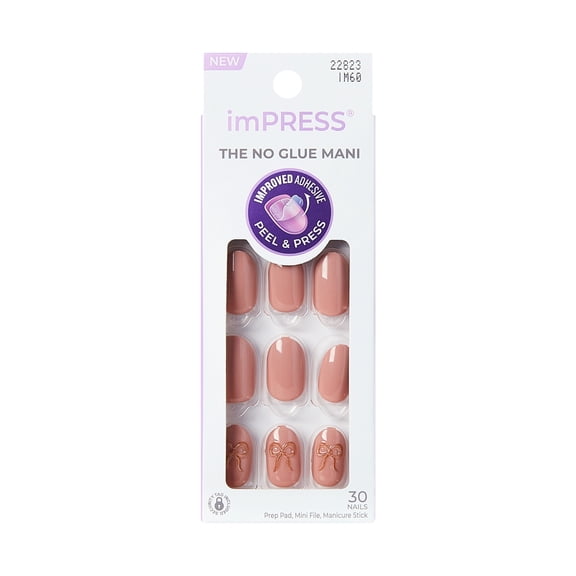 Kiss Impress Press On Nails, Close to you, Neutral, Short Oval, 30 Count
