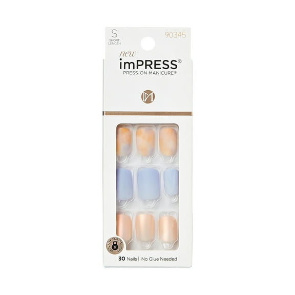 KISS imPRESS Press on Nails, Giggle giggle, Blue, , 30 Count