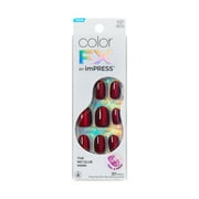 KISS imPRESS Color FX Short Oval Press-on Nails, Red, 30 Pieces