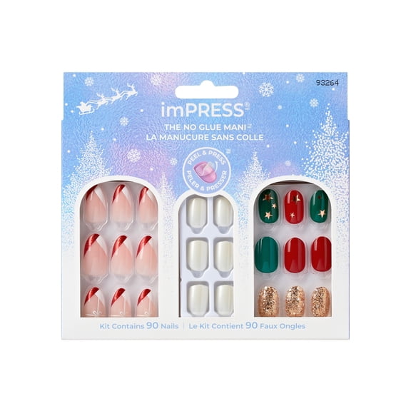 Impress Design Press On Nails  Limited Edition Holiday Gift Set 3-Pack #3, No Glue Needed, 90 Ct.