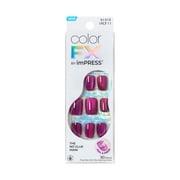 Kiss Impress Color FX Short Square Press on Nails, Pink, 30 Pieces