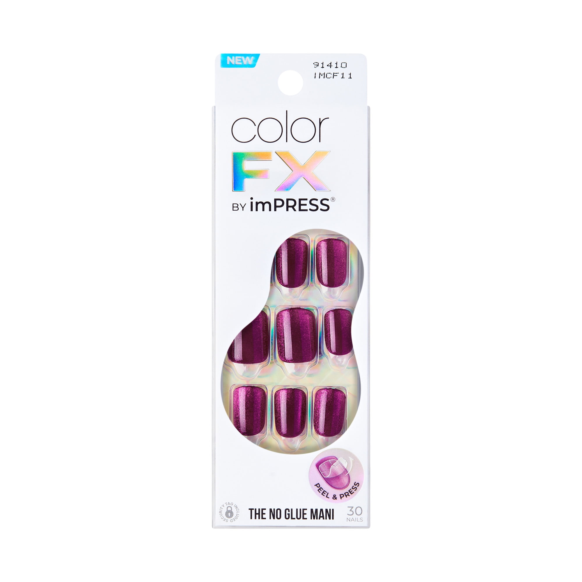 KISS imPRESS Color FX  Short Square Oval Press on Nails, Pink, 30 Pieces