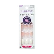 Kiss Impress Petite Square Press on Nails, White, 30 Pieces