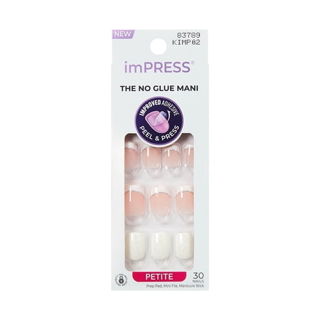 Kiss Impress Petite Square Press on Nails, White, 30 Pieces