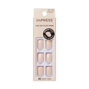 KISS imPRESS No Glue Needed Press On Nails, Color, Point Pink, Pink, Short Squoval, 30 Count