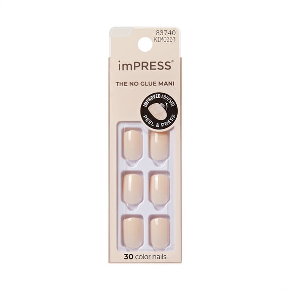 imPRESS Color Press On Nails, No Glue Needed, Pink, Short Squoval, 30 Ct.