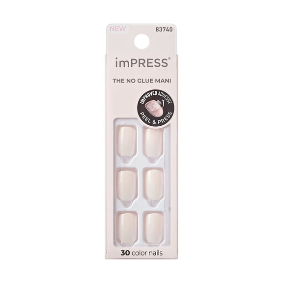imPRESS Color Press On Nails, No Glue Needed, Pink, Short Squoval, 30 Ct.
