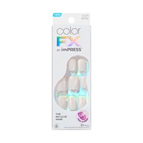 Kiss colorFX by Impress Press On Nails , No Glue Needed, White, Short Squoval, 30 Ct.