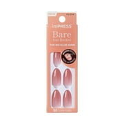 KISS imPRESS Bare but Better Press on Nails, Serenity, Pink, Medium Almond, 30 Count
