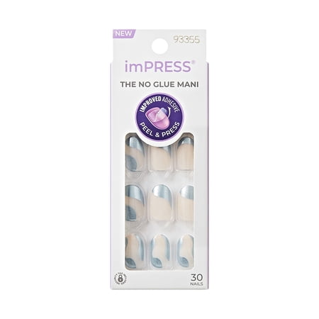 KISS imPRESS no glue needed press on nails, design, slip dress, , short oval, 30 count
