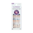 thumbnail image 1 of IMPRESS Modern French Tip Press On Nails, No Glue Needed, Blue Tips, Short Square, 30 Count, 1 of 10