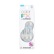 Kiss Impress Color FX Short Oval Press on Nails, Silver, 30 Pieces