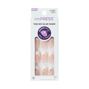 Kiss Impress French Tip Medium Almond Press on Nails, 30 Pieces