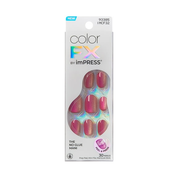 KISS colorFX by imPRESS Press On Nails , No Glue Needed, Pink, Short, Squoval Shape, 30 Ct.