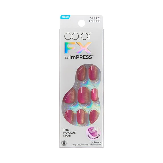 KISS colorFX by imPRESS Press On Nails , No Glue Needed, Pink, Short, Squoval Shape, 30 Ct.