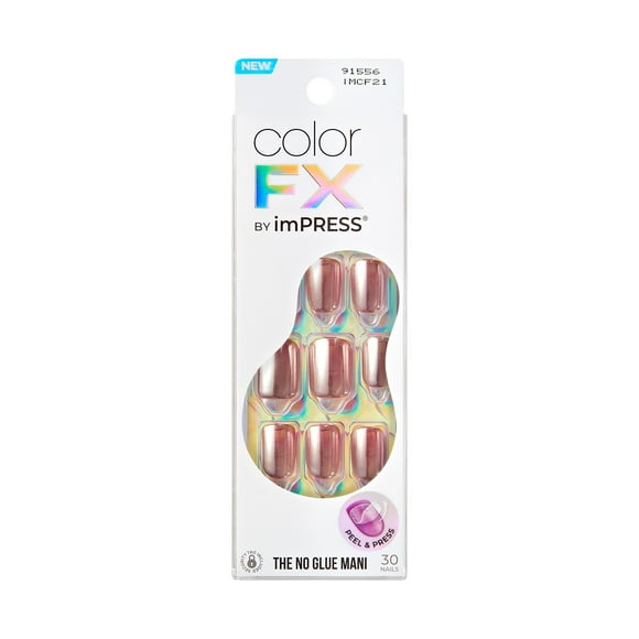 KISS imPRESS Color FX  Short Squoval Press-on Nails, Pink, 30 Pieces