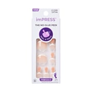 Kiss Impress Design Short Squoval Press-On Toenails, White French, 24 Pieces