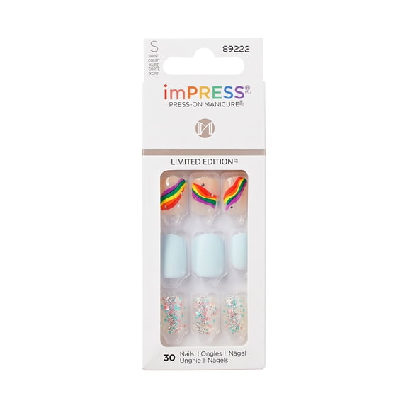 KISS imPRESS Pride Collection Short Square Press-On Nails, Blue, 30 Pieces
