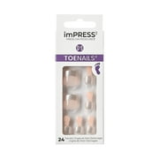 Kiss IMPRESS Press On Toenails, A Keeper, Sliver, Short Square, 24 Count