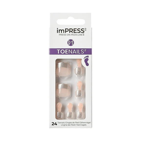 KISS imPRESS Square Press-On Toenails, Neutral, 24 Pieces