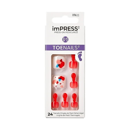 KISS imPRESS Square Press-On Toenails, Orange, 24 Pieces