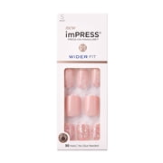 KISS imPRESS Wider Fit Press-On Nails, Pink, Short Square, ‘Just a Dream’, 33 Ct.