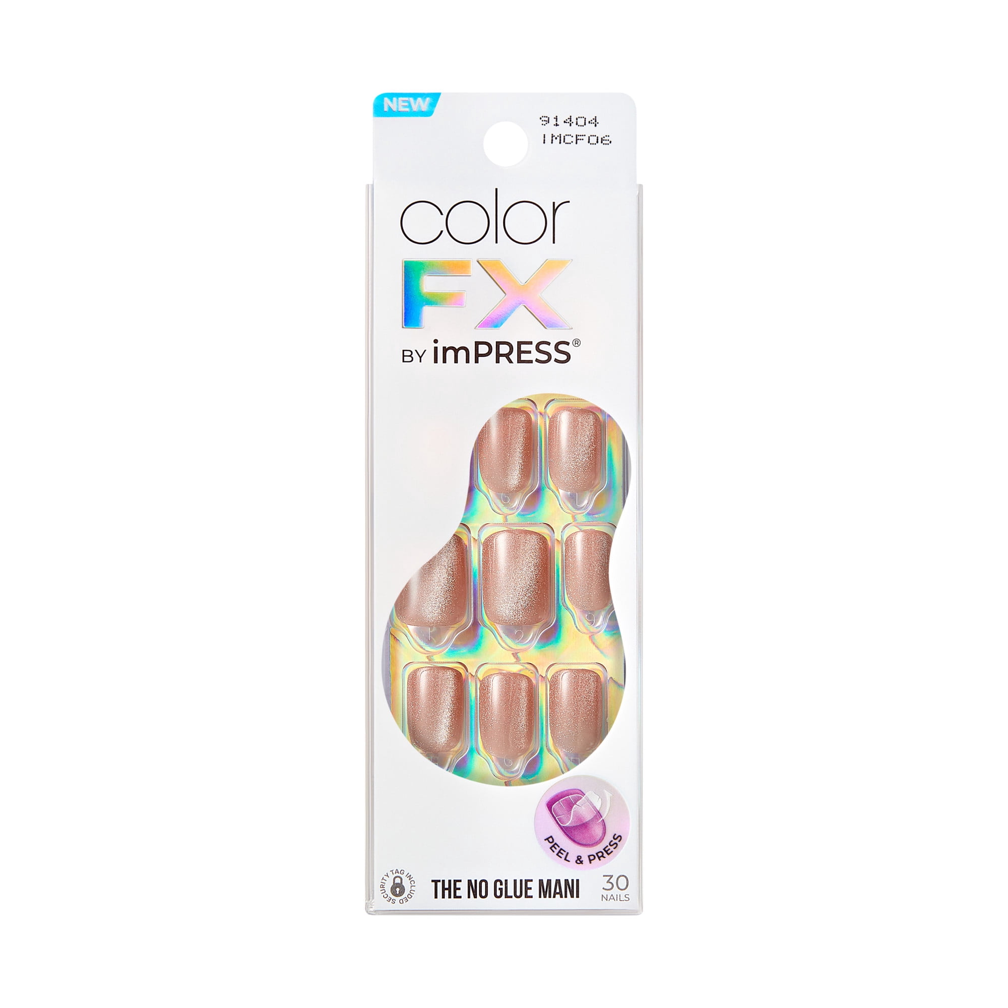 KISS imPRESS Color FX Press on Nails, Starstruck, Beige, Short Squoval ...