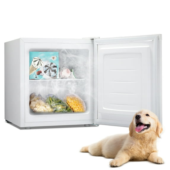 KISSAIR 1.1 Cu.ft Mini Freezer, Small Freezer with Removable Shelves, Adjustable Thermostat, Reversible Door Hinge, For Home/Office/Kitchen/RV (White)