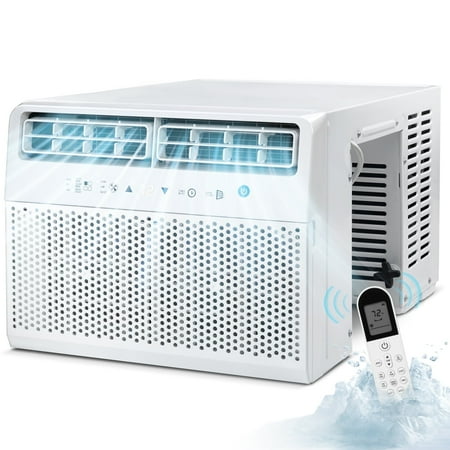KISSAIR 10000 BTU ASHRAE 115V U Shaped Window Air Conditioner with Remote Control, 6 Modes & 3 Fan Modes, 24H Timers