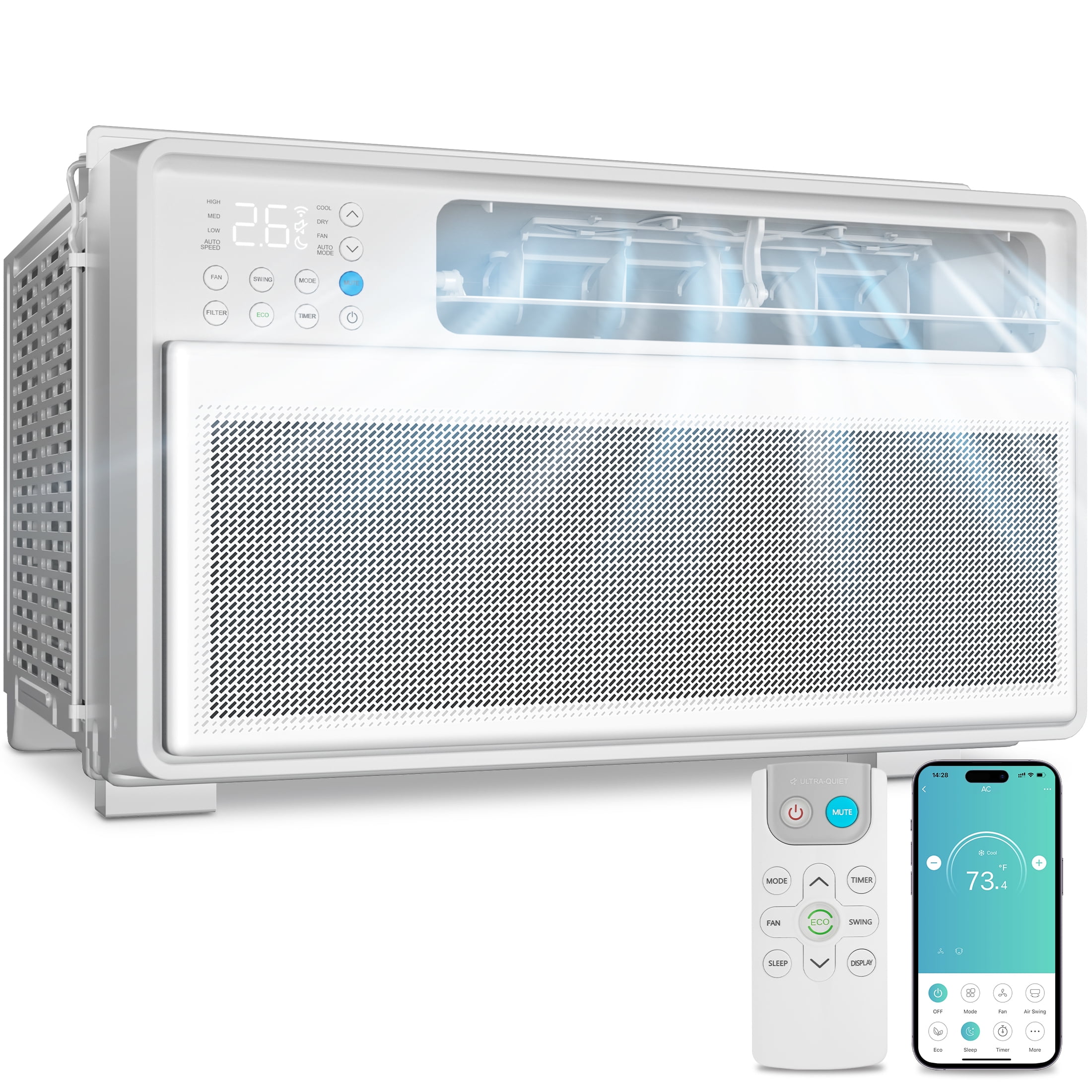 KISSAIR 12,000 BTU U Shaped Window Air Conditioner with WiFi & Remote ...