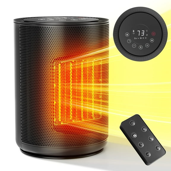 KISSAIR 1500 W Space Heater, PTC Ceramic Heater with Remove Control & LED Screen, 24H Timer, 4 Modes and Tip-Over Protection,heaters for inside BLACK