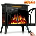 thumbnail image 1 of KISSAIR 25'' Electric Fireplace Heater, Overheat Protection Design, 3D Realistic Flame Effect, Independent Remote Control Fireplace, 500W/1500W, BLACK, 1 of 8