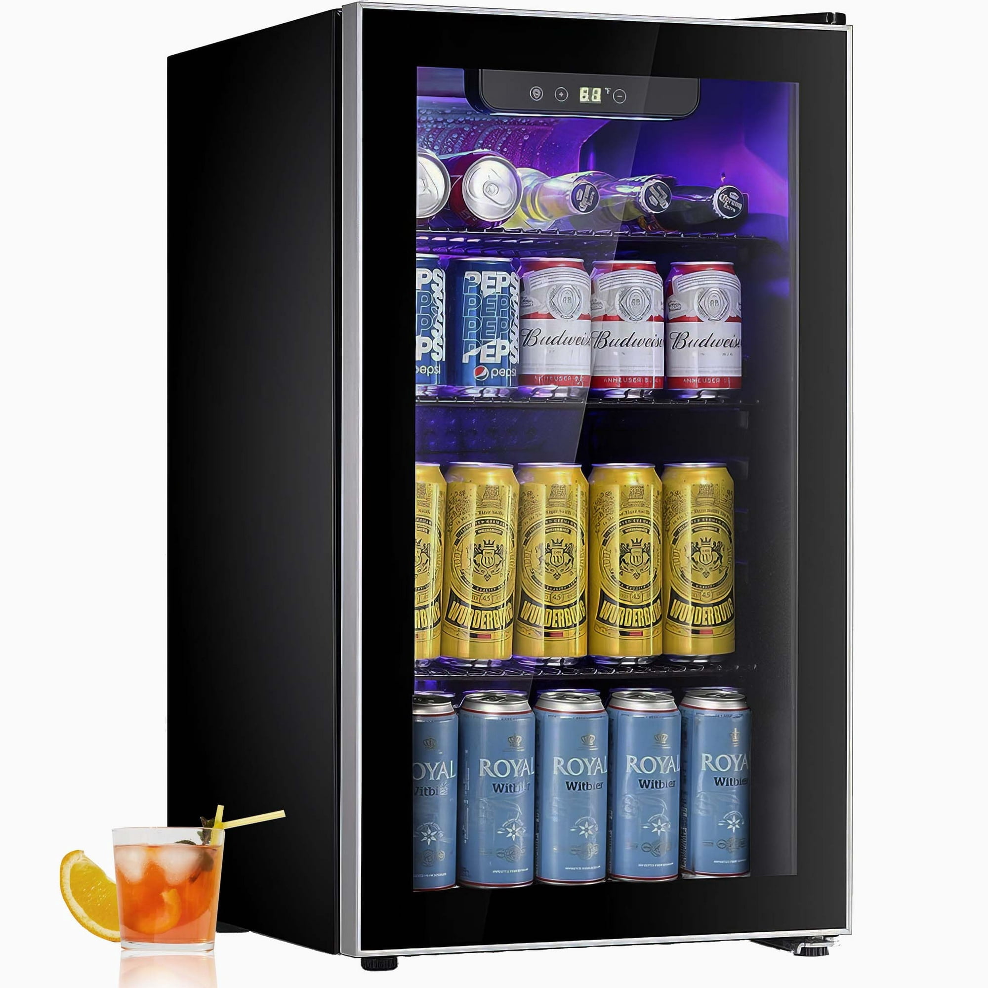 STAIGIS Mini Beverage Refrigerator Freestanding, Small Drink Fridge for Home & Office, Glass Door