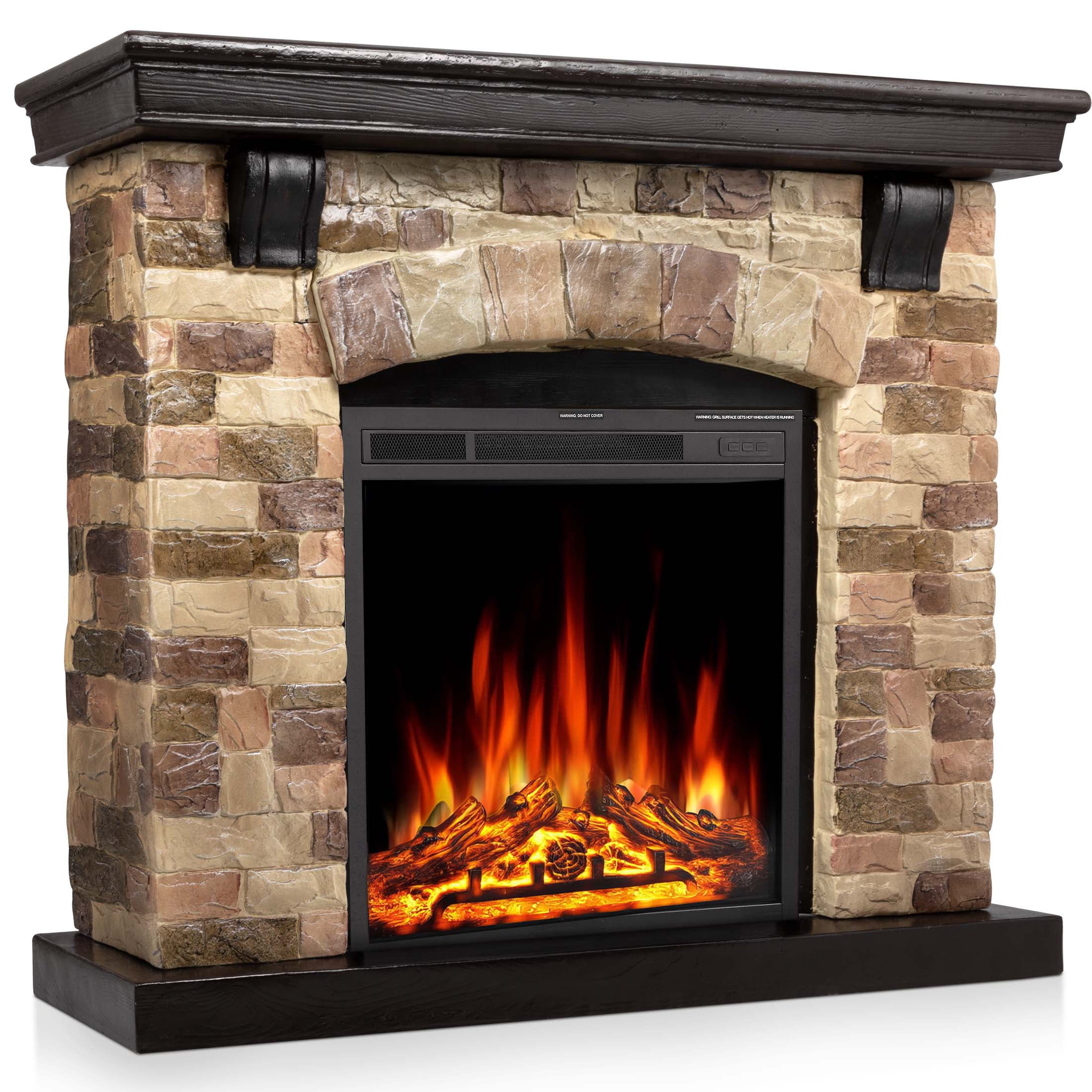 KISSAIR 48" Electric Fireplace Mantel Package, Freestanding Fireplace