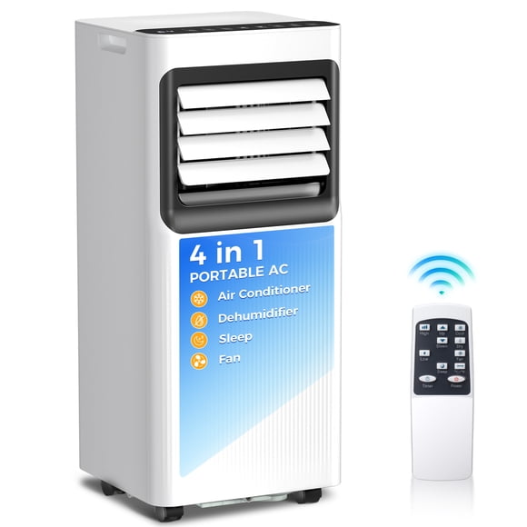 KISSAIR 8000 BTU Ashare Portable Air Conditioner, 4-in-1 AC Unit with Fan, Cool and Dehumidifier, Sleep Mode, Remote Control, for Rooms up to 350 Sq Ft