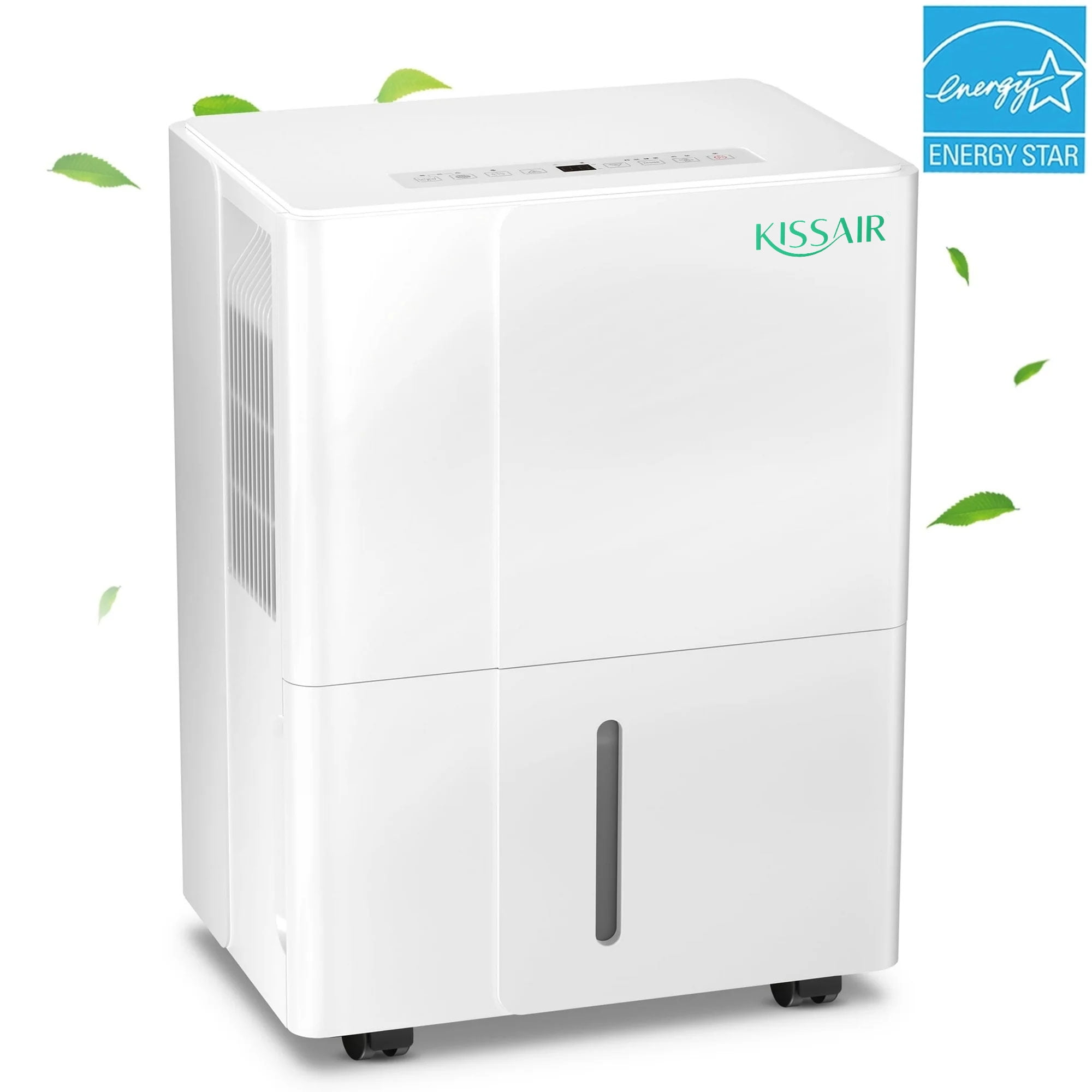 KISSAIR 50 Pint Dehumidifier, Max 2,100 Sq.ft Coverage Area, Energy Star Commercial Home Dehumidifier with Drain Hose, 1.2 Gal Water Tank, Auto Shut Off, 24H Timer, Basement/Bedroom/Laundry Room