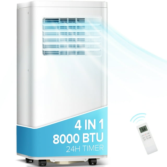 KISSAIR 5000 BTU (8000 BTU ASHRAE) Portable AC, 4in1 with Cool
