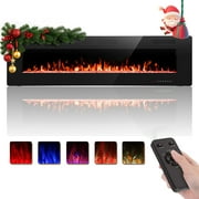 KISSAIR 68  1500W Wall Mounted Recessed Electric Fireplace,12 Flame Color Modes,Touch Screen & Remote Control,Ultra Thin & Low Noise