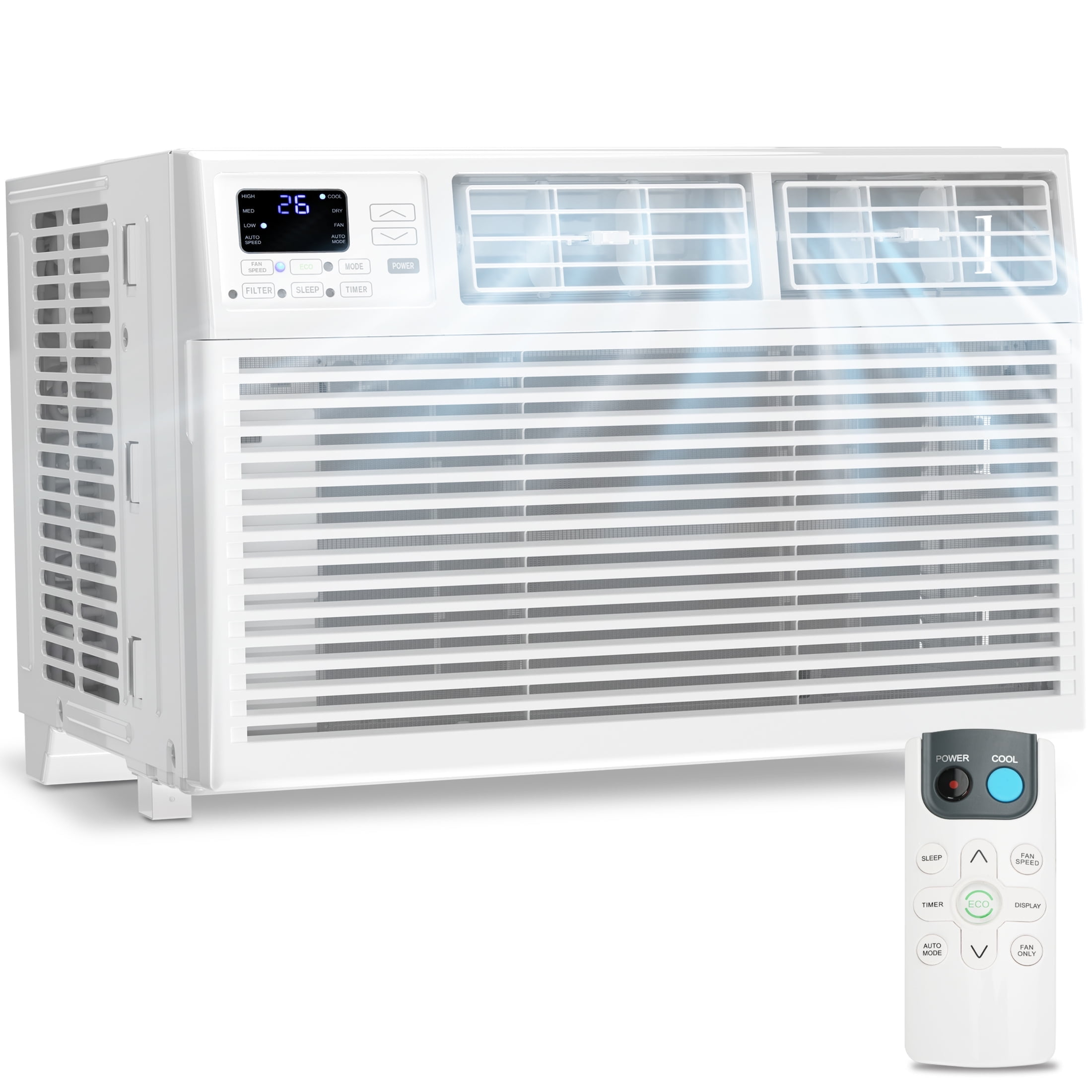 KISSAIR 8000 BTU Window Air Conditioner with Remove Control 6 modes&3 Fan Speeds for Rooms AC Unit Air Conditioner Cools Up to 350 sq.ft