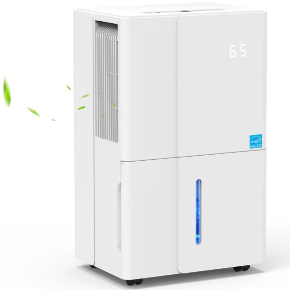 KISSAIR 80 Pint Commercial Home Dehumidifier, 3000 Sq. ft Coverage Area, Energy Star, 6.5L Water Tank, 24 H Timer, Auto Drainage, Basement/Laundry Room/Bedroom