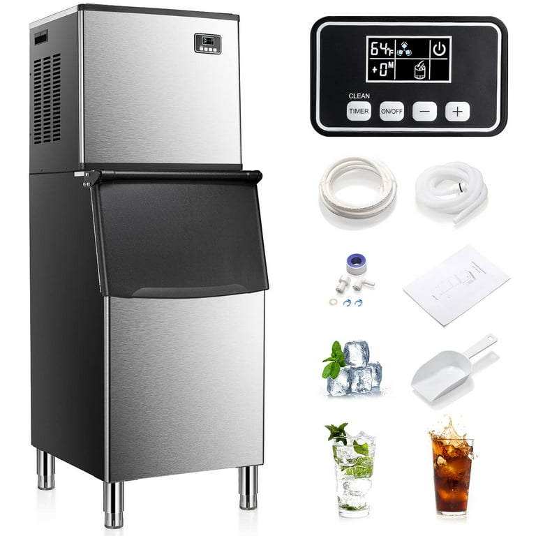 KISSAIR Commercial Ice Maker Machine, 360 LBS/24H with 200LBS Large Storage  Ice Bin, 160PCS in 8-15 Mins, Split Ice Machine with Automatic Cleaning