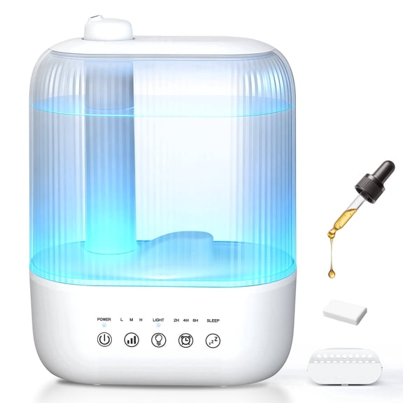 Electactic Cool Mist Humidifier for Room, 3L Top-Fill & 37H Runtime Ultrasonic Humidifier, Essential Oil Aroma Pad Tray, 22dB Quiet Ultrasonic Humidifier for Home, Touch Control