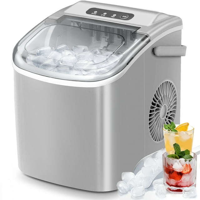 KISSAIR Countertop Ice Maker Portable Ice Machine with Handle, SelfCleaning Ice Makers, 26Lbs