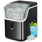 KISSAIR Nugget Tabletop Ice Maker, 35lbs /24H, Self-Cleaning with Stainless Steel Ice Machine for Home/Office/Party, Black