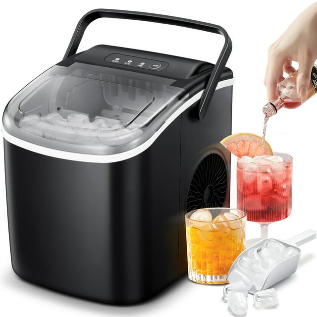 KISSAIR Portable Ice Maker, Countertop, SelfCleaning, 26Lbs/24H, with