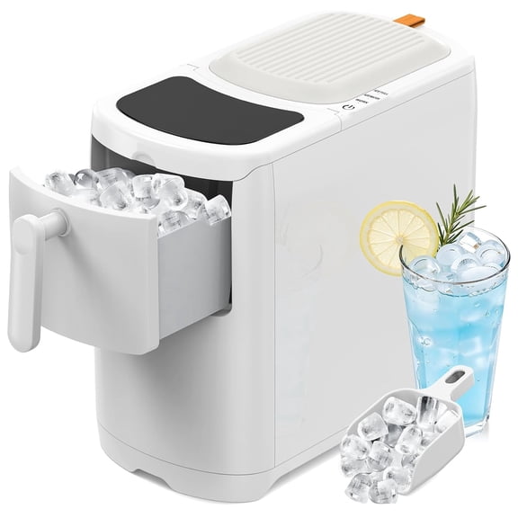 Bullet Ice Maker, 18Lbs/24H Compact Countertop Ice Machine,Fast 6Pcs Bullet Ice in 8 Mins, Removable Lid Easy to Clean, Self-Cleaning & Low Noise,White