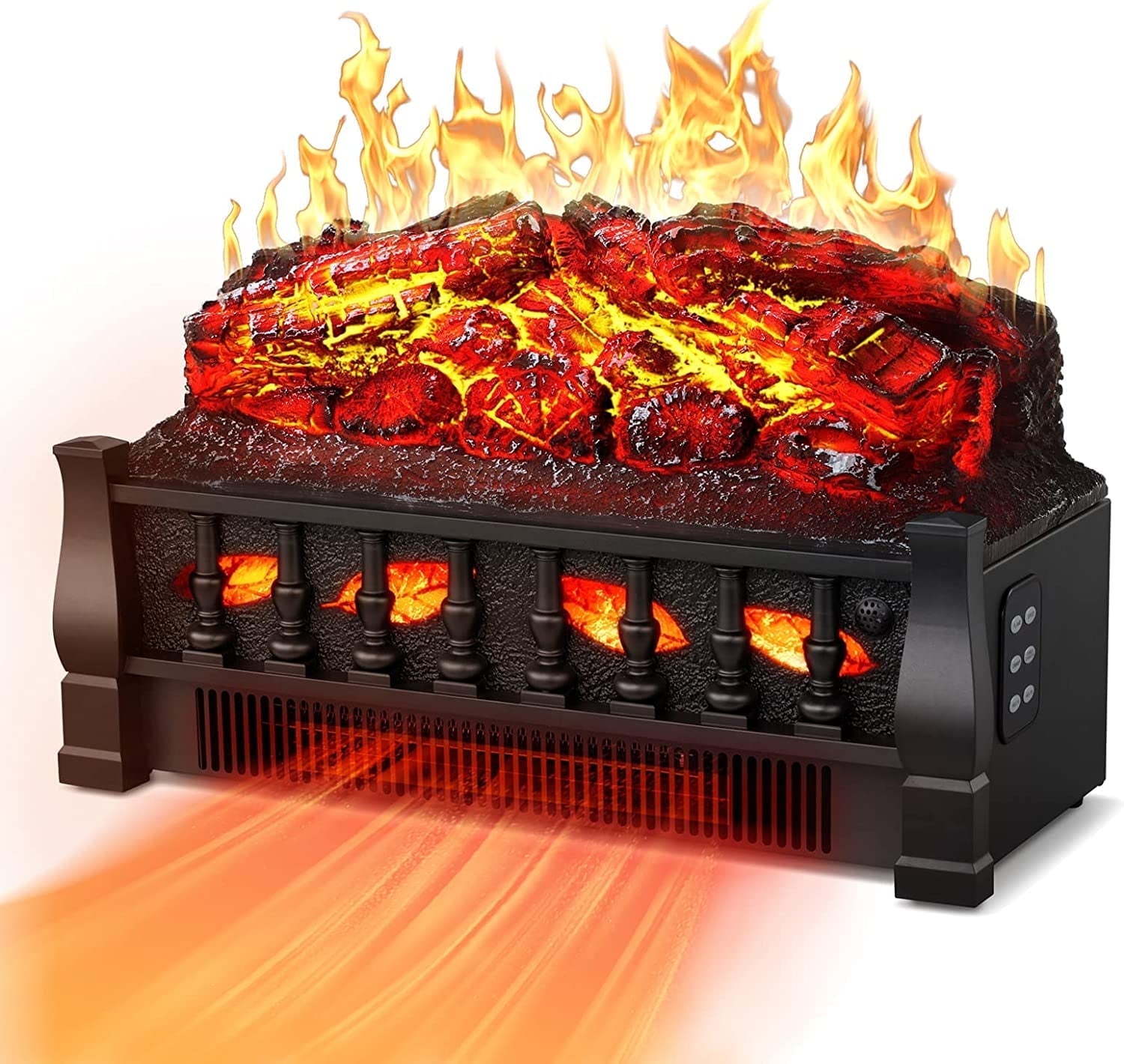 KISSAIR Electric Fireplace Log Set Heater 21IN, Remote Control, Flame Brightness Adjustable, Realistic Ember Bed